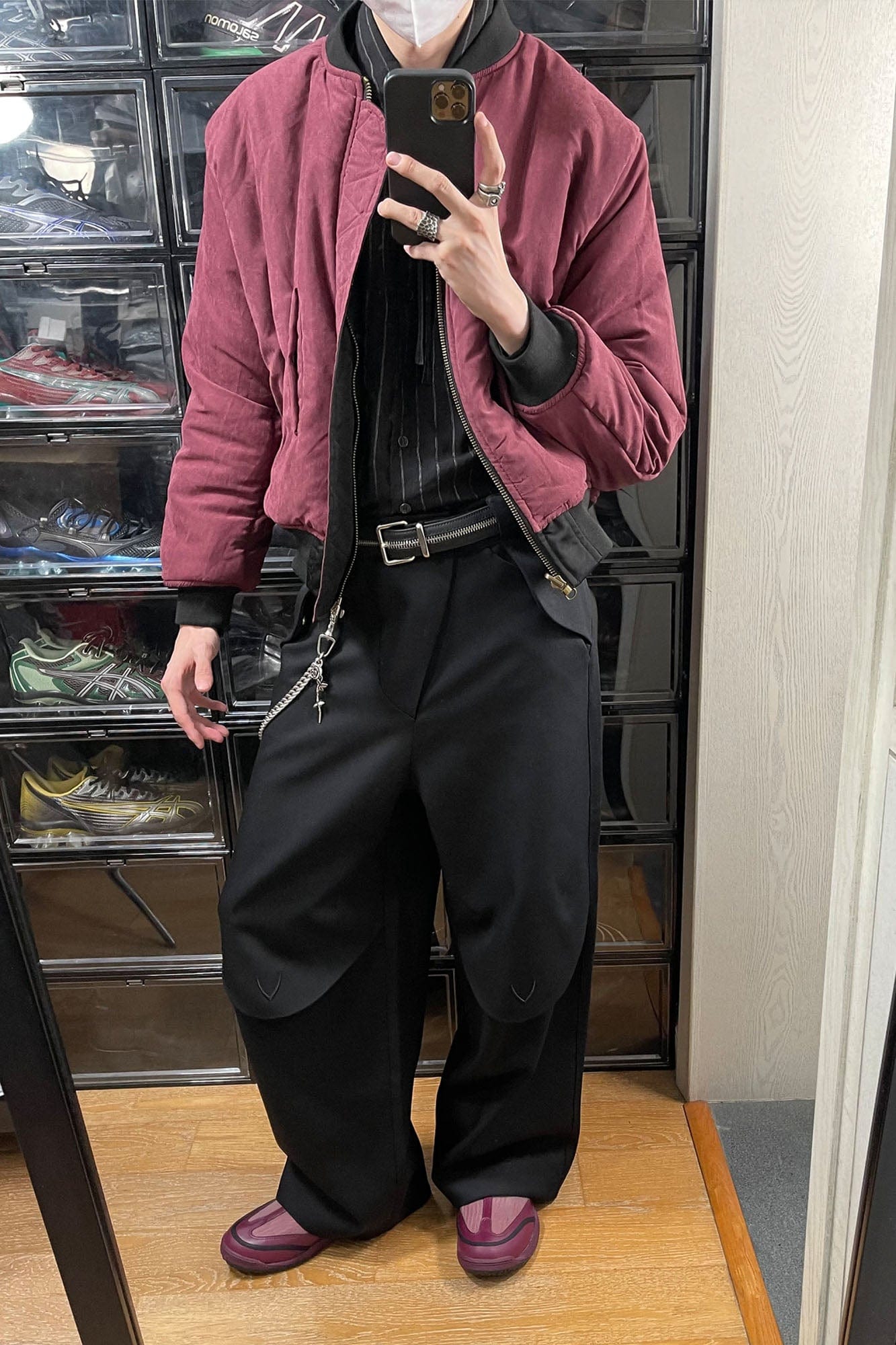 ESAIAS Layered Flap-Knee Wool-Blended Wide-Leg Trousers-Pants-S-Brown-Free Shipping Leatheretro