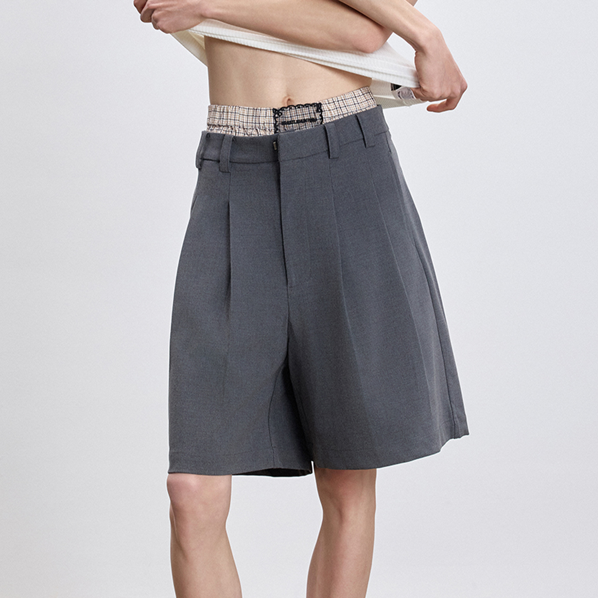TUIMU Pleated Wide-Leg Shorts-Shorts-S-Free Shipping Leatheretro