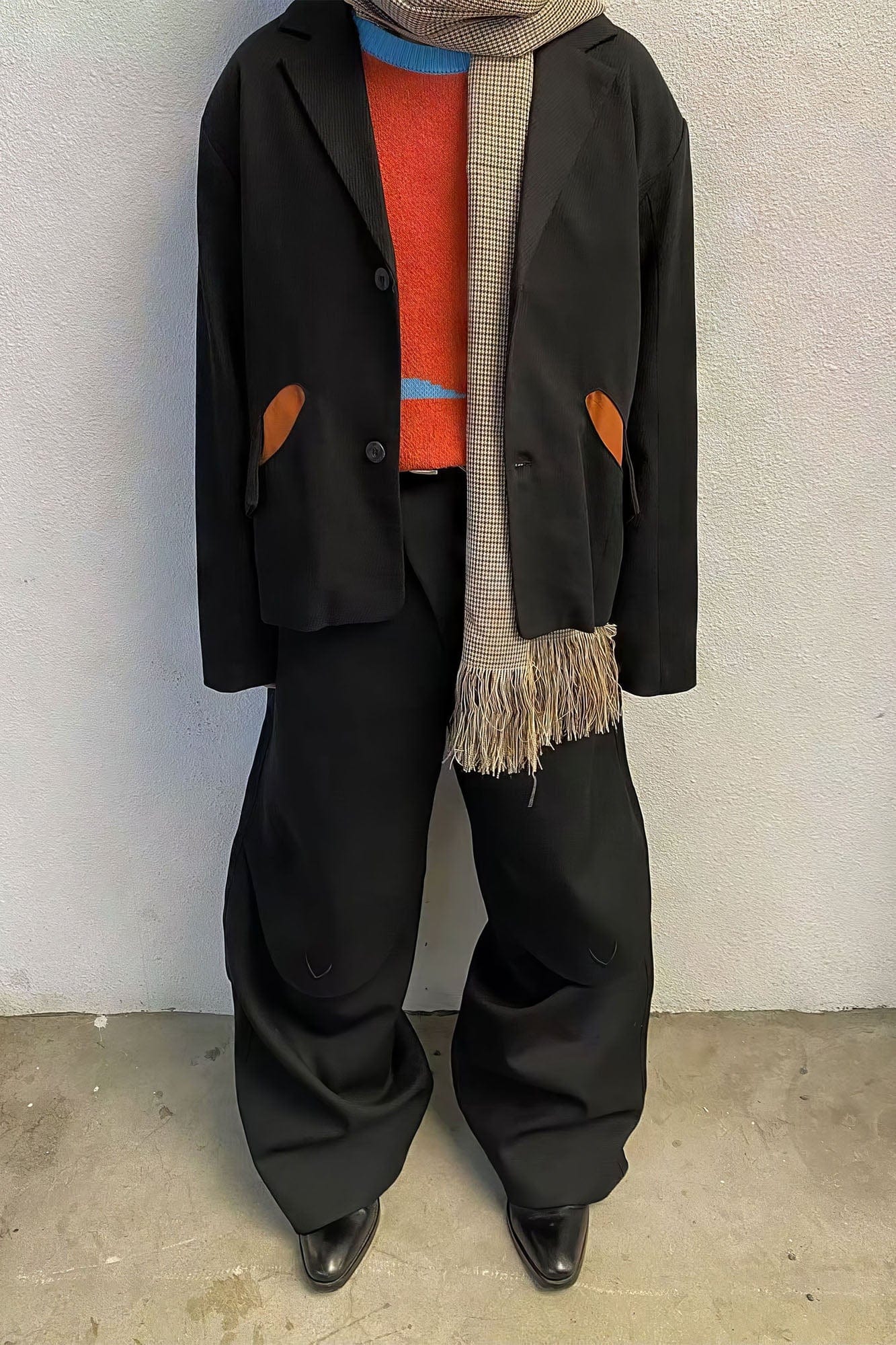 ESAIAS Layered Flap-Knee Wool-Blended Wide-Leg Trousers-Pants-S-Brown-Free Shipping Leatheretro