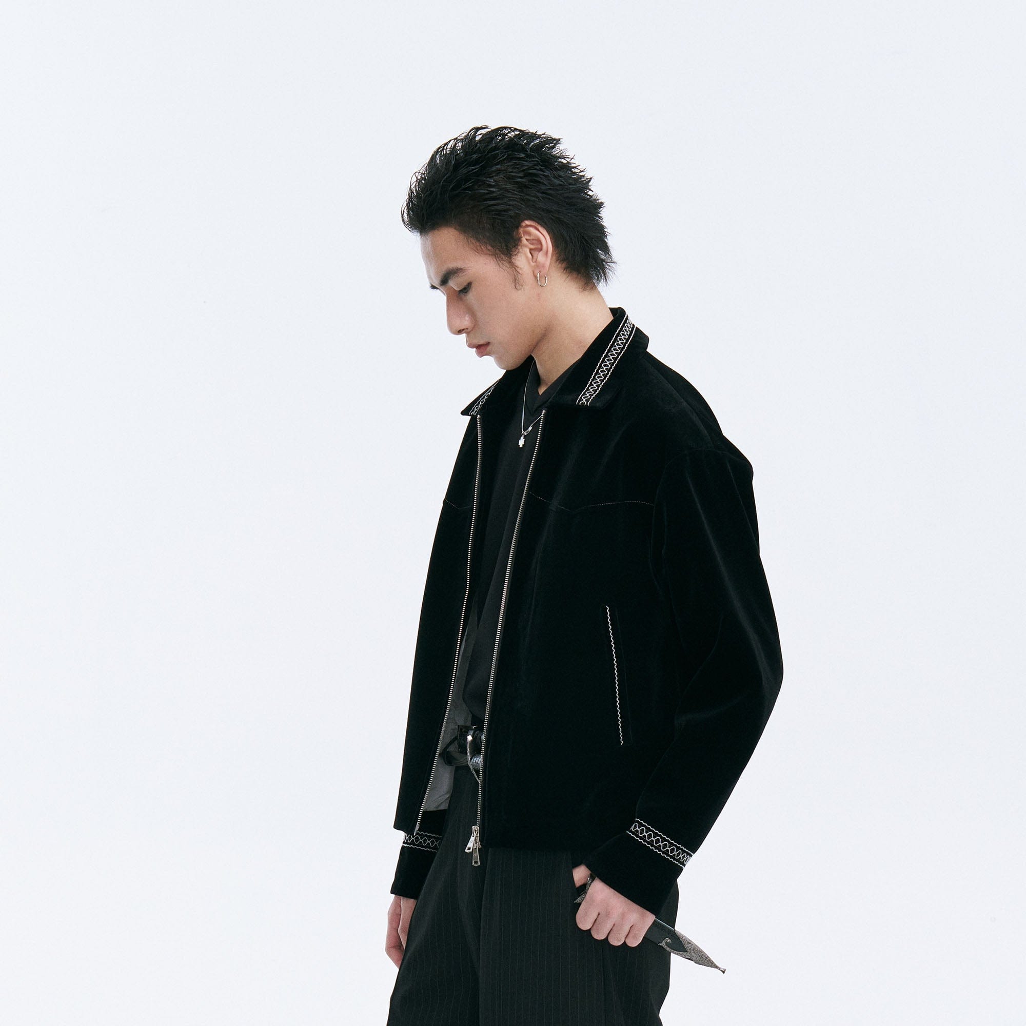 CATSSTAC Velvet Embroidered Trim Jacket-Jacket-M-Free Shipping Leatheretro