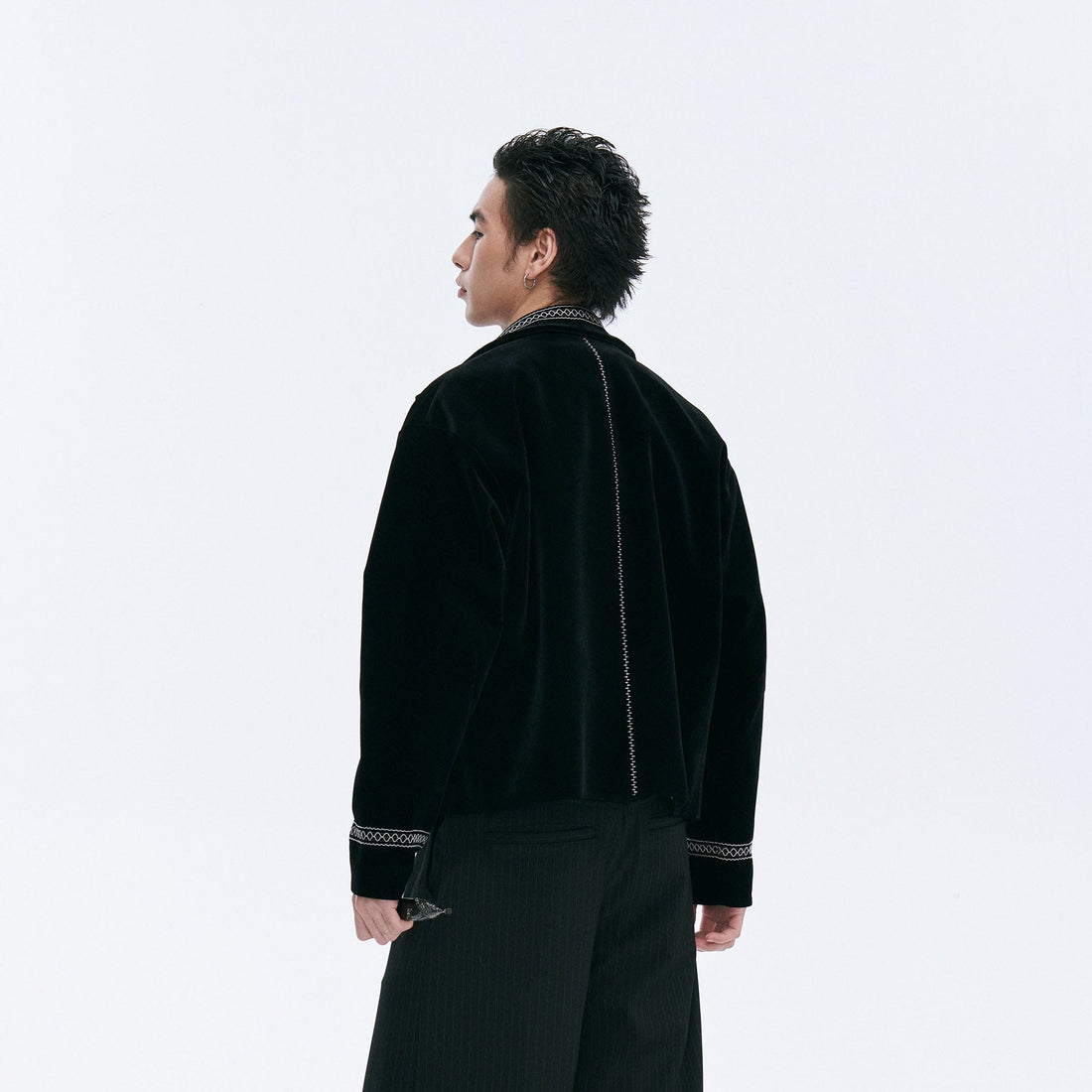 CATSSTAC Velvet Embroidered Trim Jacket-Jacket-M-Free Shipping Leatheretro