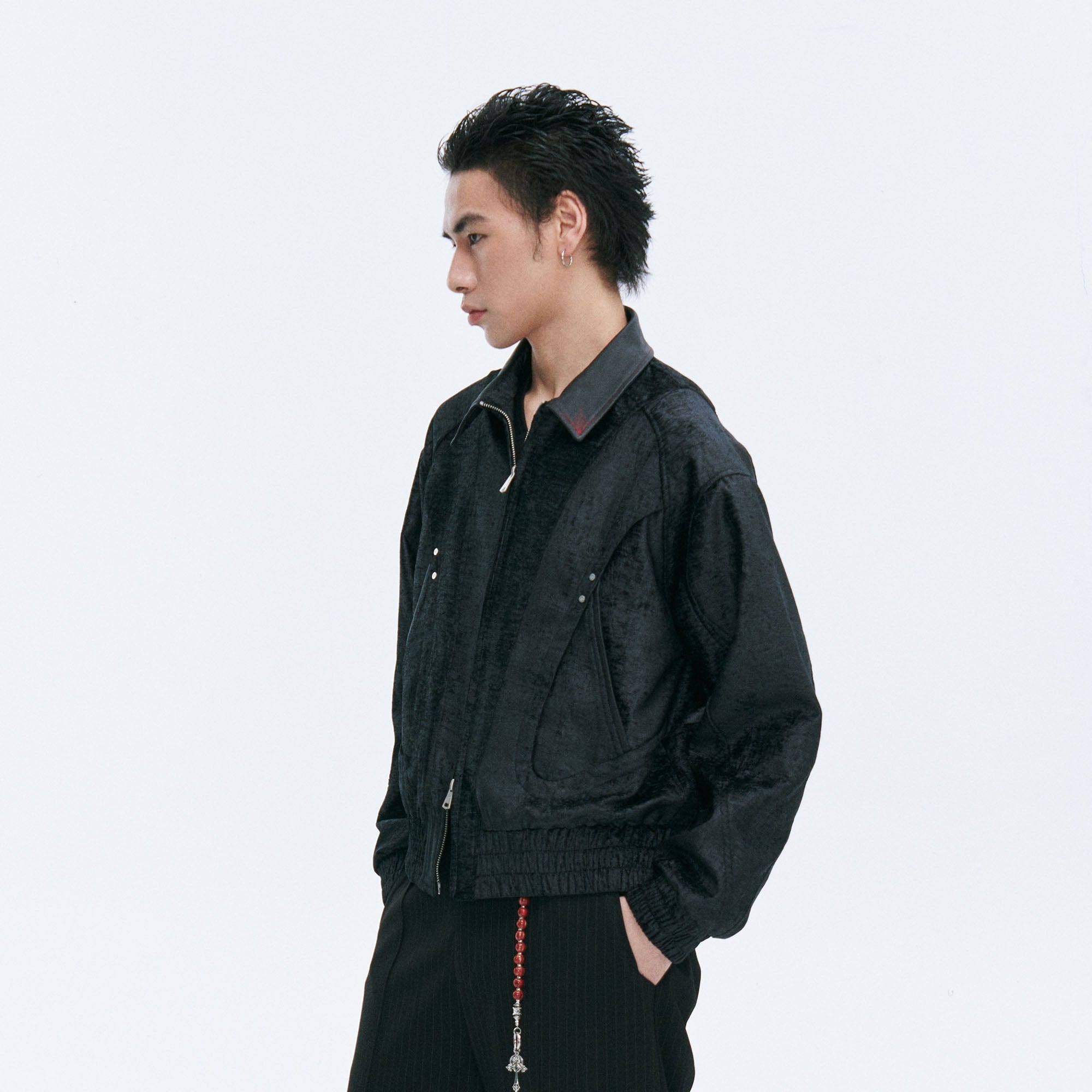 CATSSTAC Velvet Leather-Collar Elastic Jacket-Jacket-M-Gold-Free Shipping Leatheretro