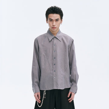 CATSSTAC Crinkled Asymmetrical Paneled Shirt-Shirt-M-Gray-Free Shipping Leatheretro