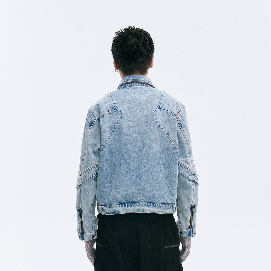 CATSSTAC Washed Paneled Seam Denim Jacket-Jacket-M-Blue-Free Shipping Leatheretro