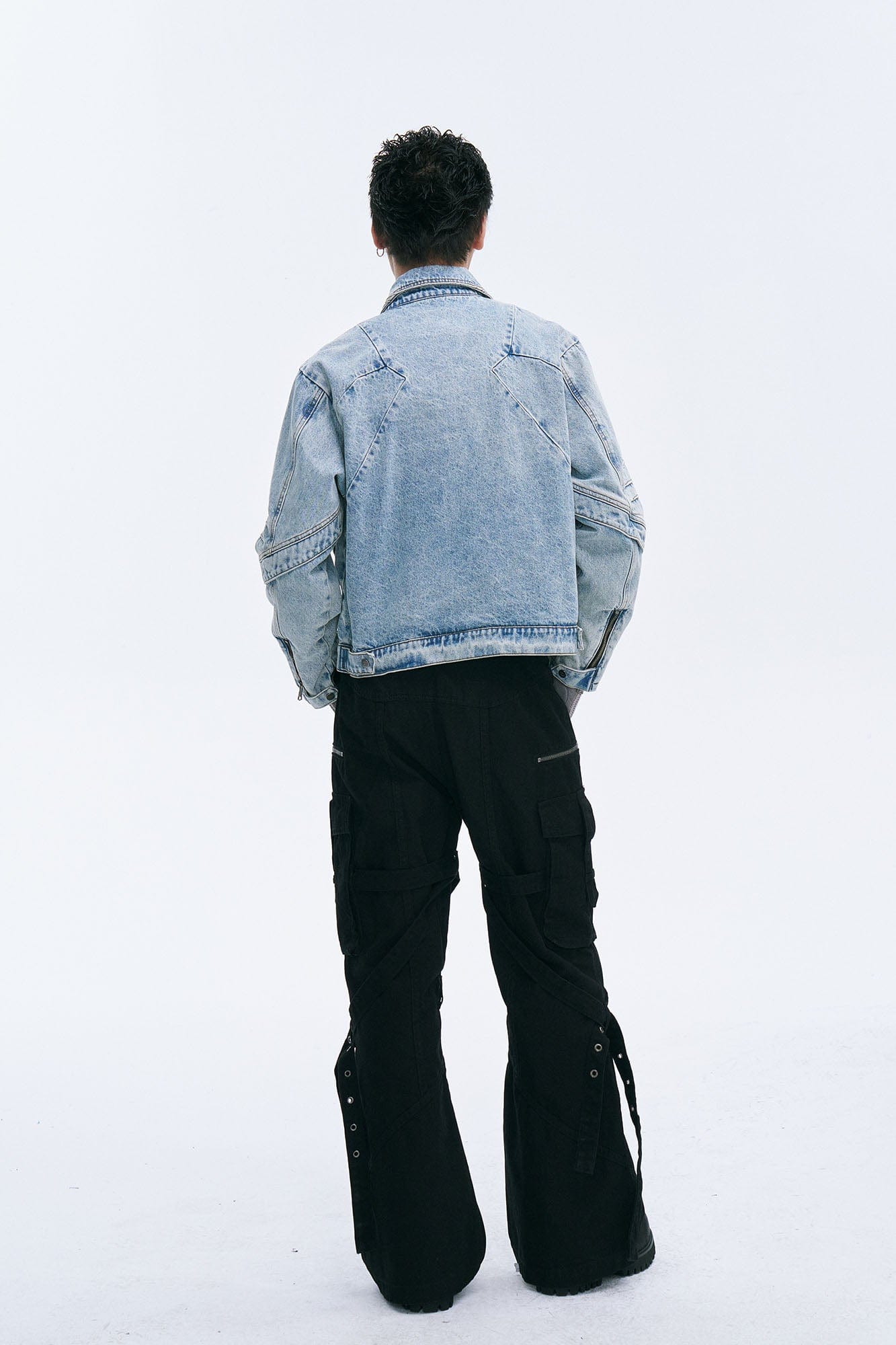 CATSSTAC Washed Paneled Seam Denim Jacket-Jacket-M-Blue-Free Shipping Leatheretro