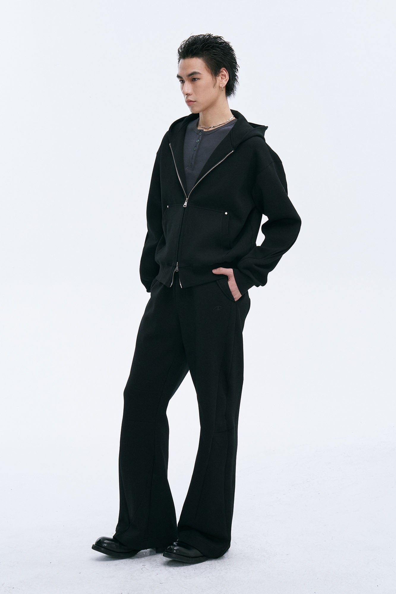 CATSSTAC Paneled Scuba Knit Straight-Leg Sweatpants-Pants-M-Black-Free Shipping Leatheretro