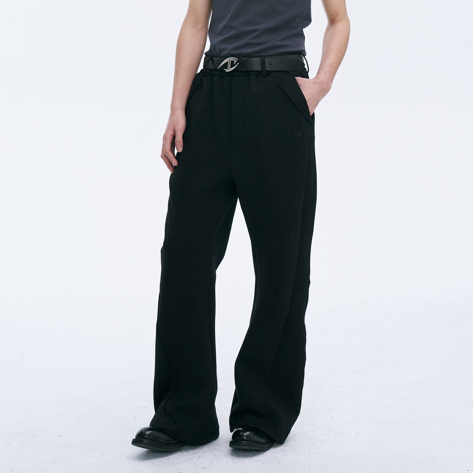 CATSSTAC Paneled Scuba Knit Straight-Leg Sweatpants-Pants-M-Black-Free Shipping Leatheretro