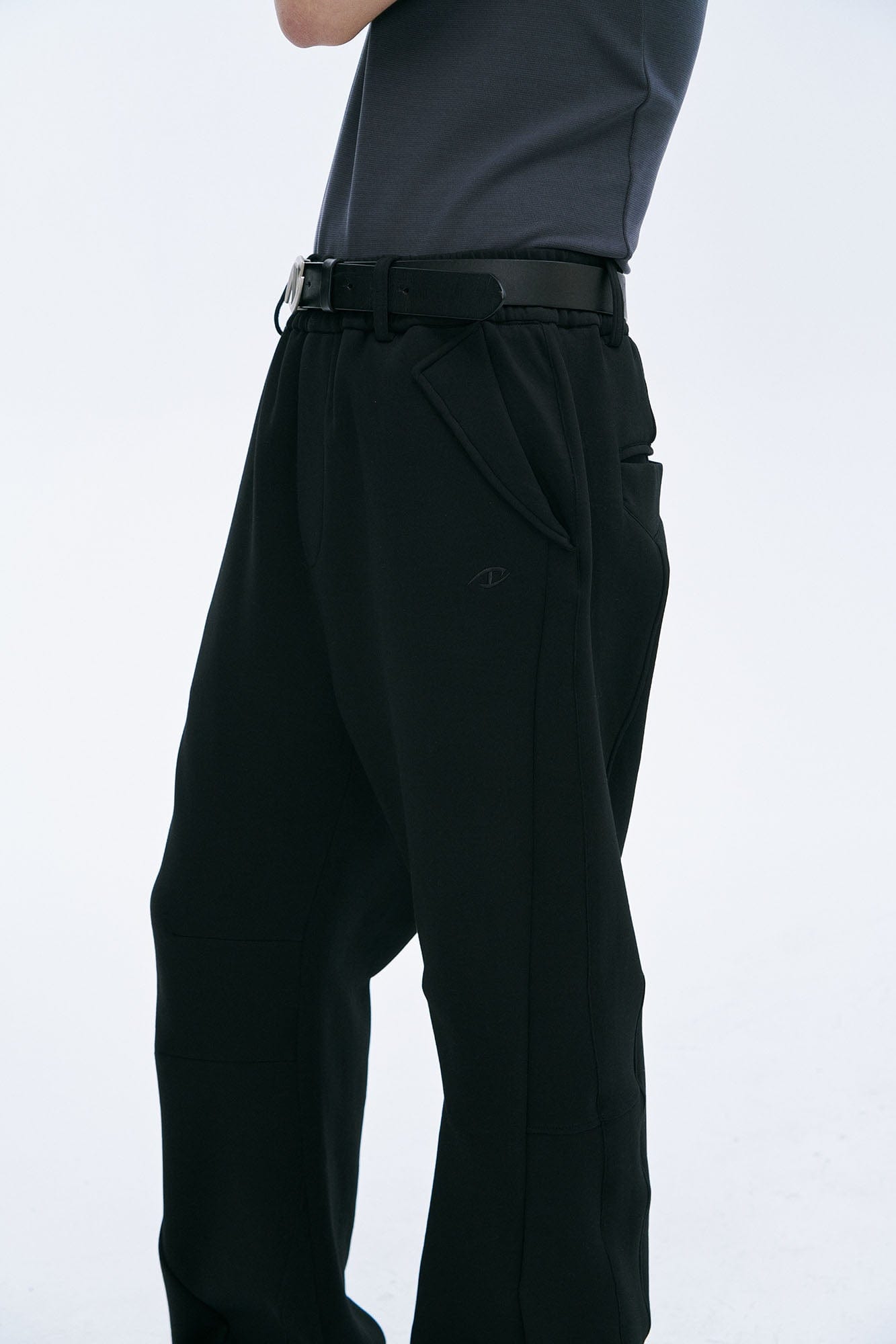 CATSSTAC Paneled Scuba Knit Straight-Leg Sweatpants-Pants-M-Black-Free Shipping Leatheretro