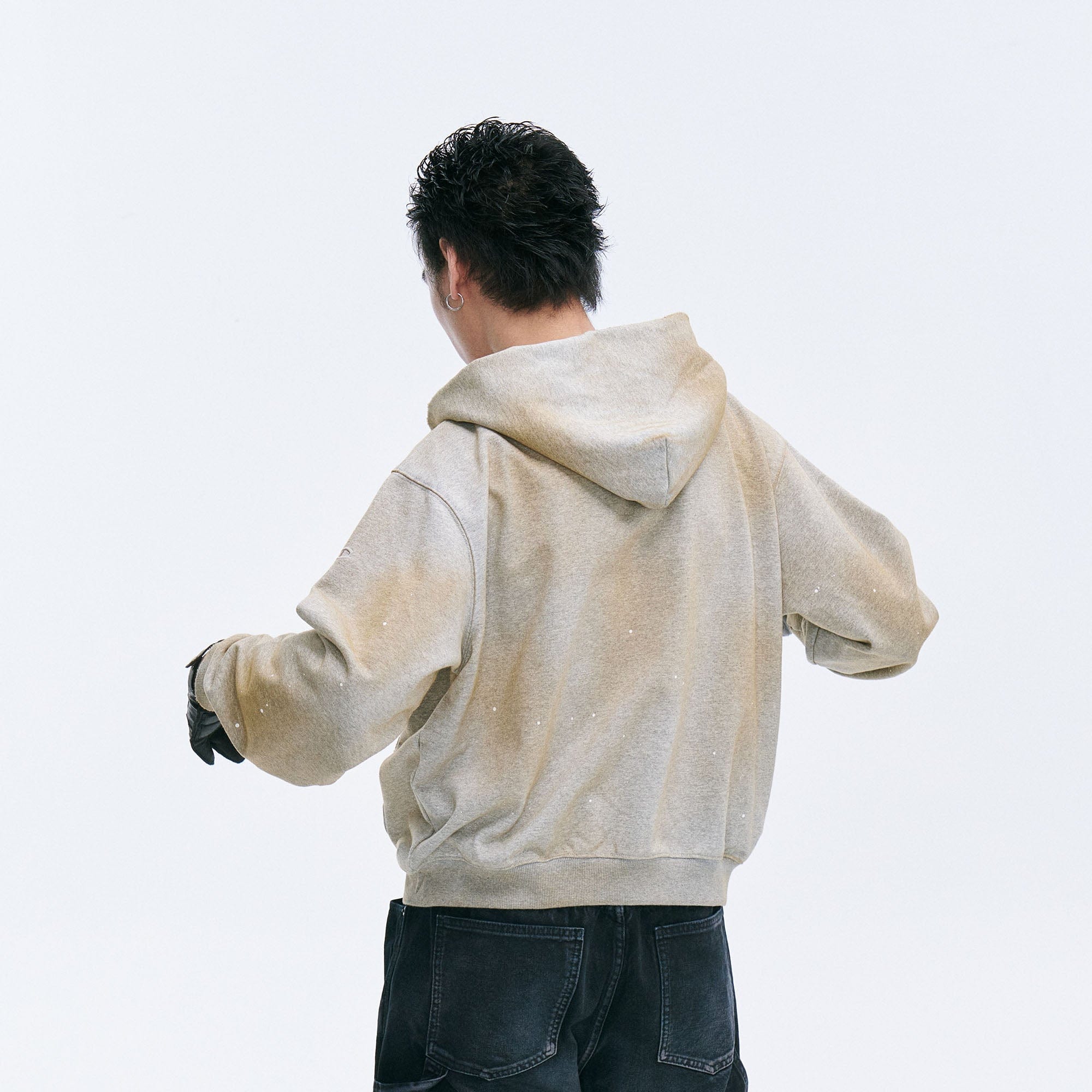 CATSSTAC Rugged Wash Zip Hoodie-Jacket-M-Gray-Free Shipping Leatheretro