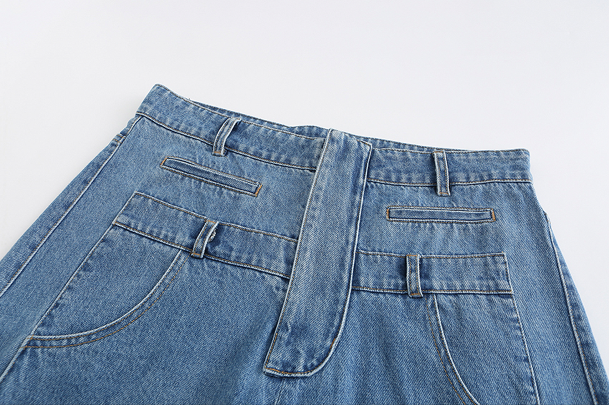 CYCYCY Deconstructed Double-Waist Washed Jeans-Jeans-XS / 28"-Free Shipping Leatheretro