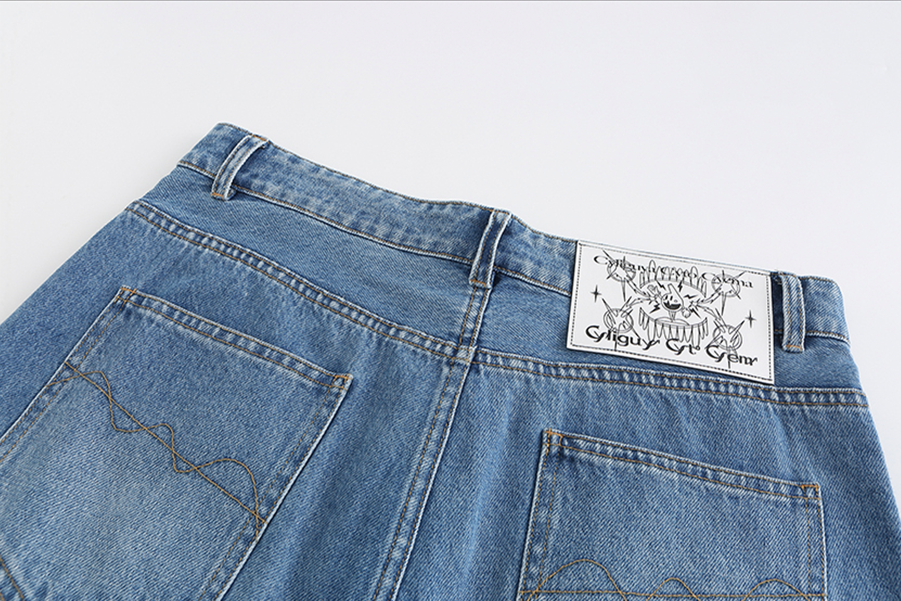 CYCYCY Deconstructed Double-Waist Washed Jeans-Jeans-XS / 28"-Free Shipping Leatheretro