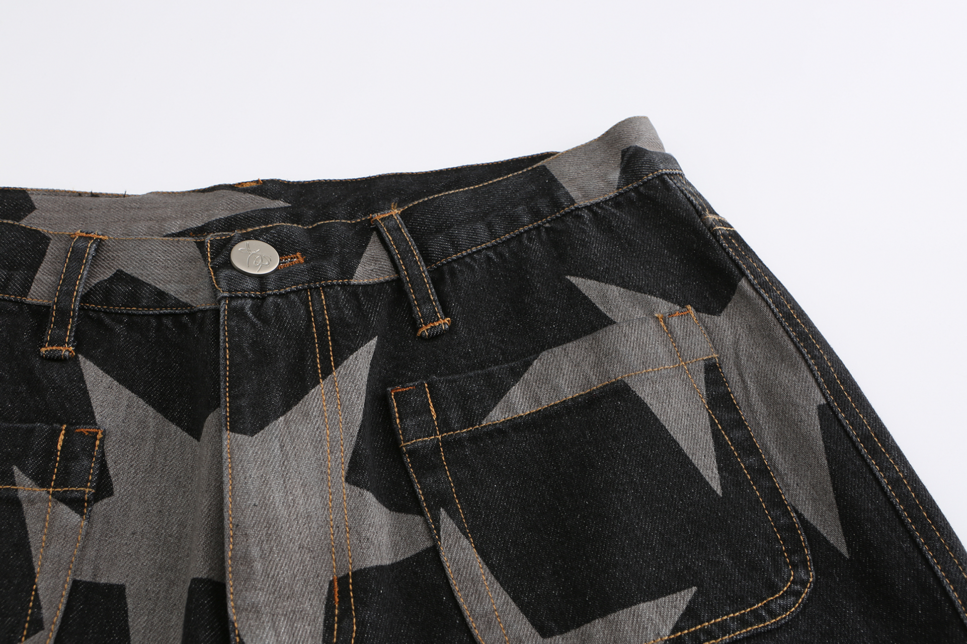 CYCYCY Punk Washed Star Full-Print Flared Jeans-Jeans-XS / 28"-Free Shipping Leatheretro