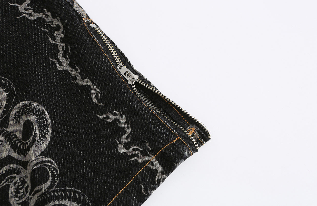 CYCYCY Serpentine Strap Buckled Flared Jeans-Jeans-XS (Preorder) / 28"-Free Shipping Leatheretro