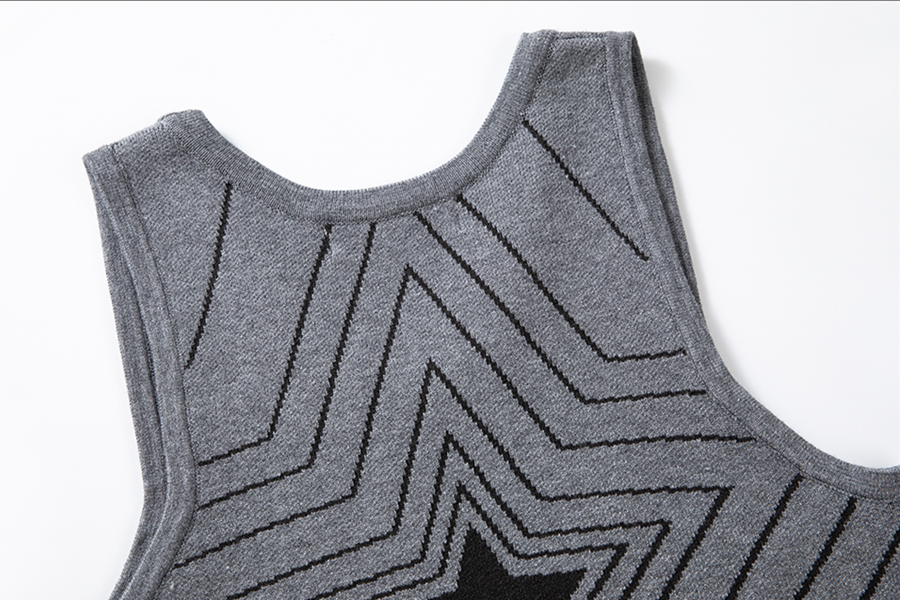 CYCYCY Retro Star Intarsia Knit Vest-Vest-S-Gray-Free Shipping Leatheretro