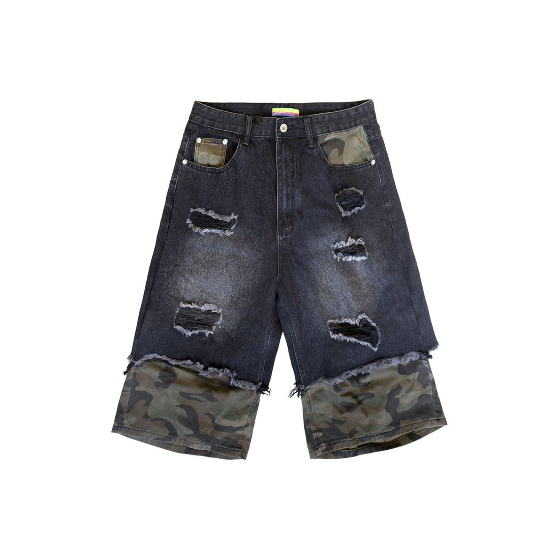 CLP Distressed Layered Camo Cargo Shorts-Shorts-S-Free Shipping Leatheretro