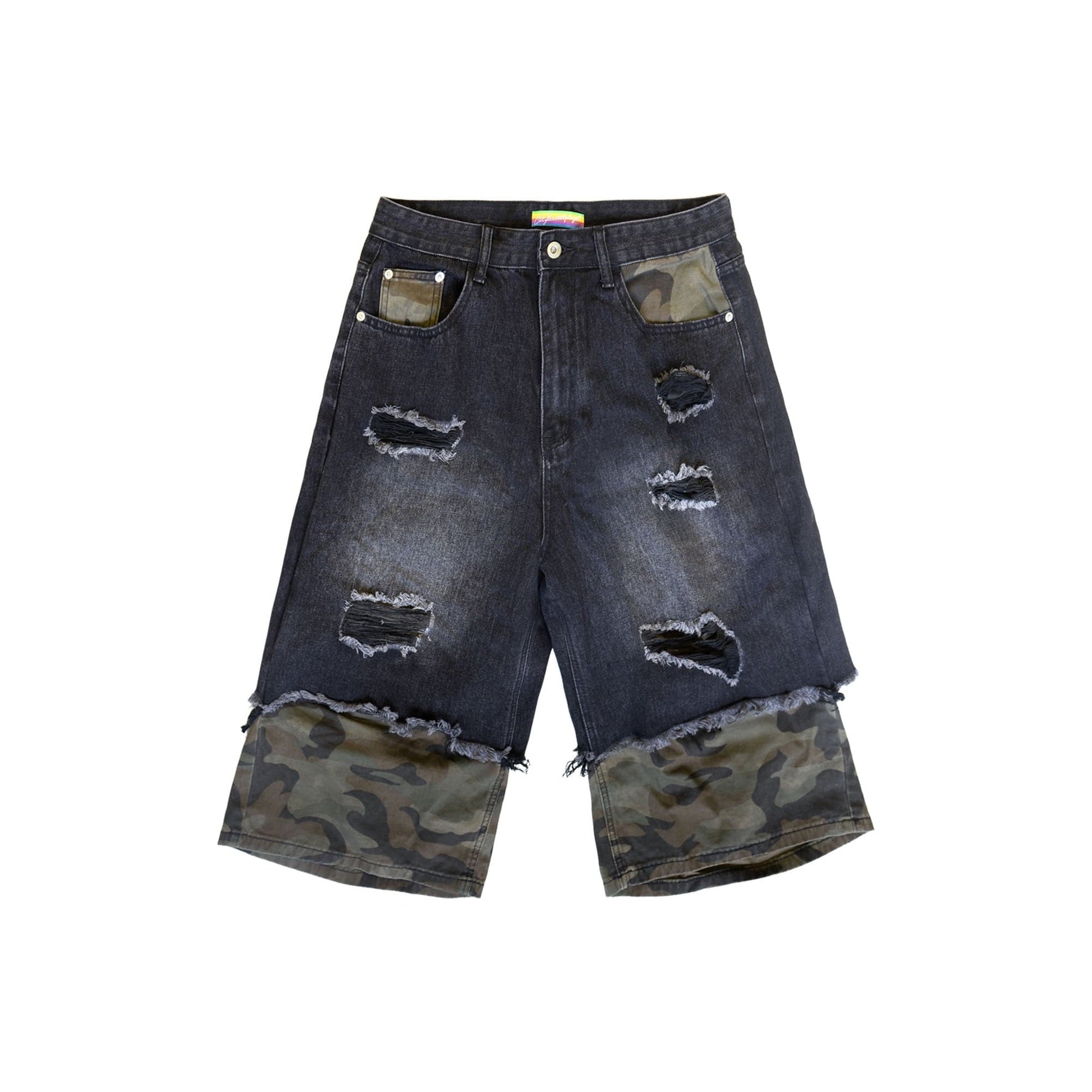 CLP Distressed Layered Camo Cargo Shorts-Shorts-S-Free Shipping Leatheretro