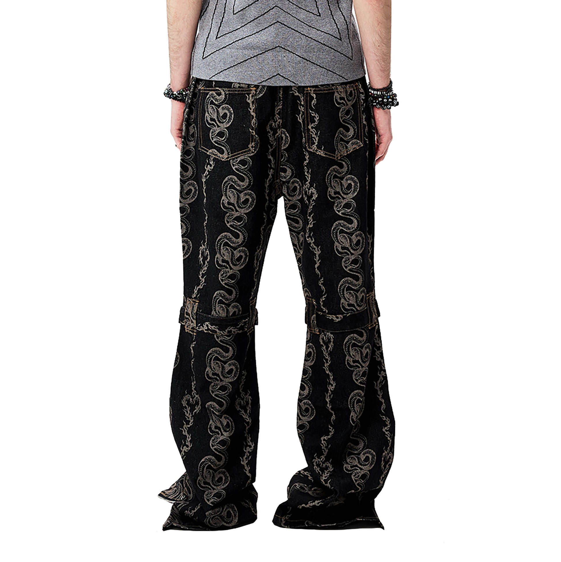 CYCYCY Serpentine Strap Buckled Flared Jeans-Jeans-XS (Preorder) / 28"-Free Shipping Leatheretro