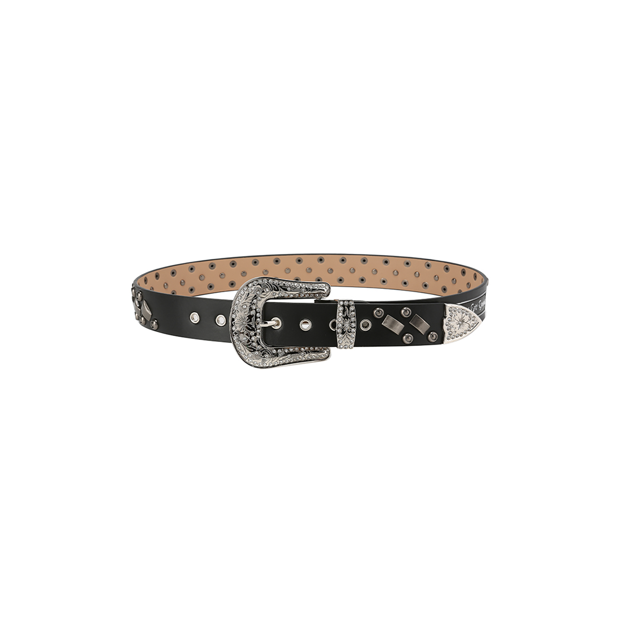 CYCYCY Studded Filigree Leather Belt-Accessories-One Size-Cross-Free Shipping Leatheretro
