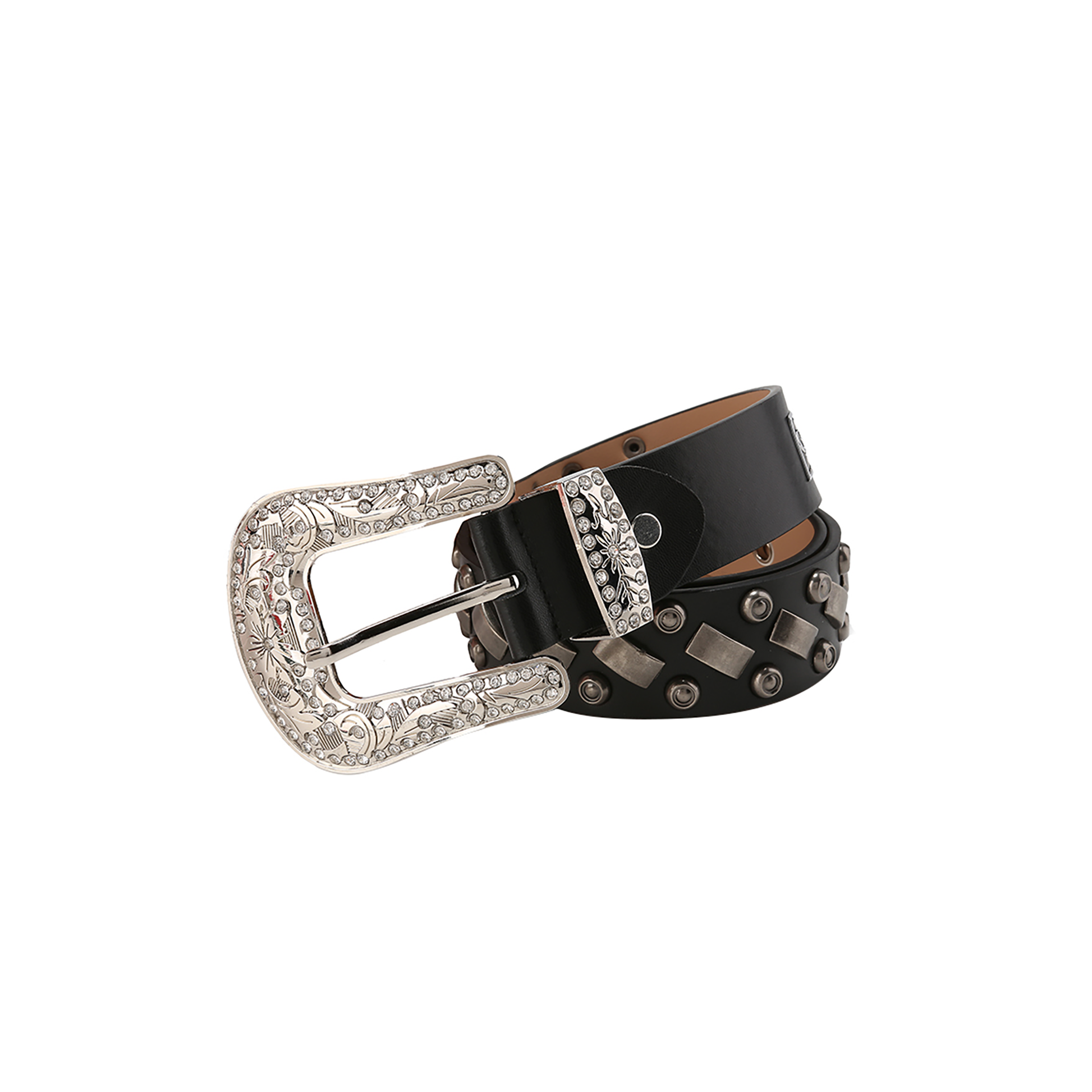 CYCYCY Studded Filigree Leather Belt-Accessories-One Size-Cross-Free Shipping Leatheretro