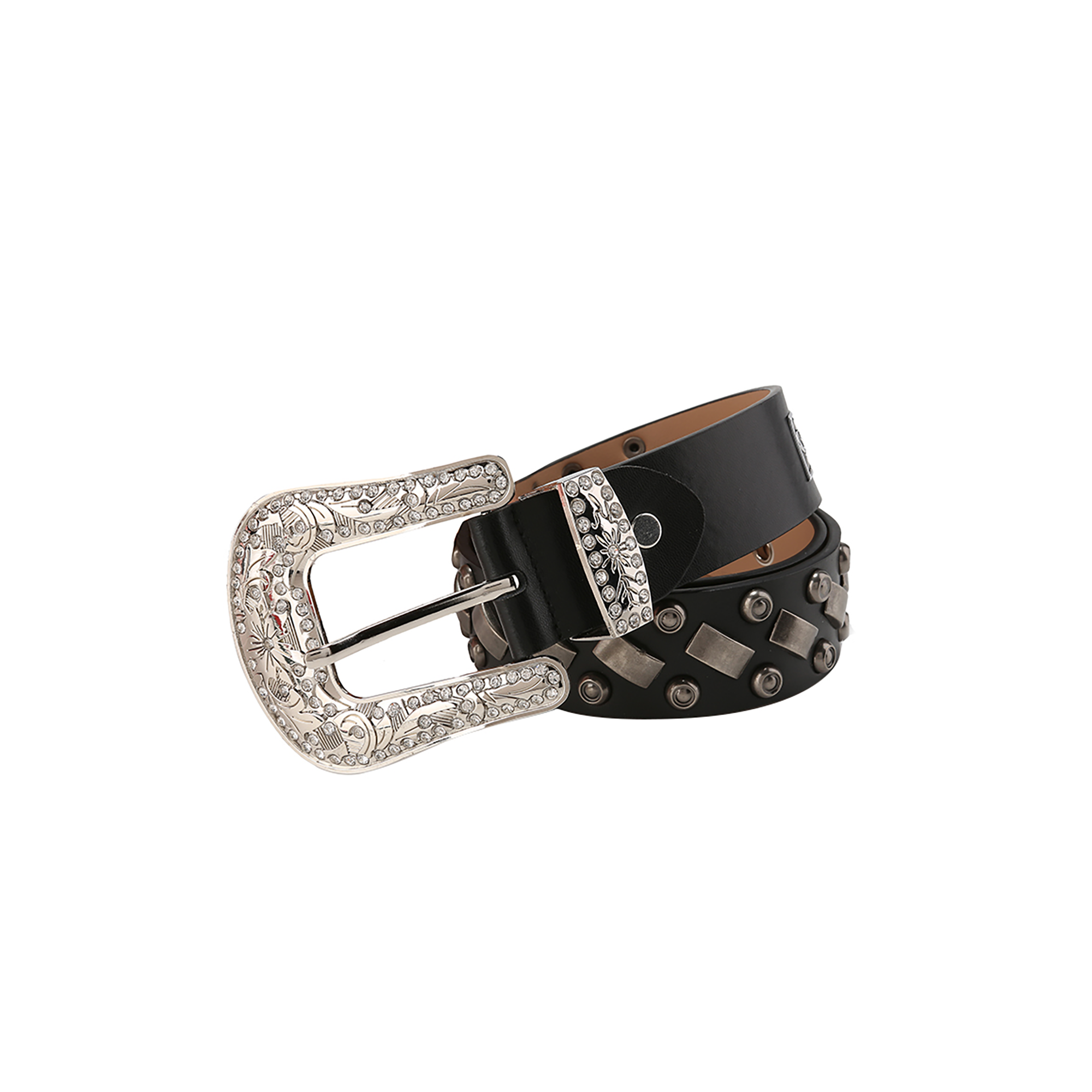 CYCYCY Studded Filigree Leather Belt-Accessories-One Size-Cross-Free Shipping Leatheretro