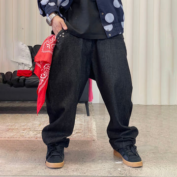 ME DA IGUAL Studded Wide-Leg Denim Pants-Jeans-M-Free Shipping Leatheretro