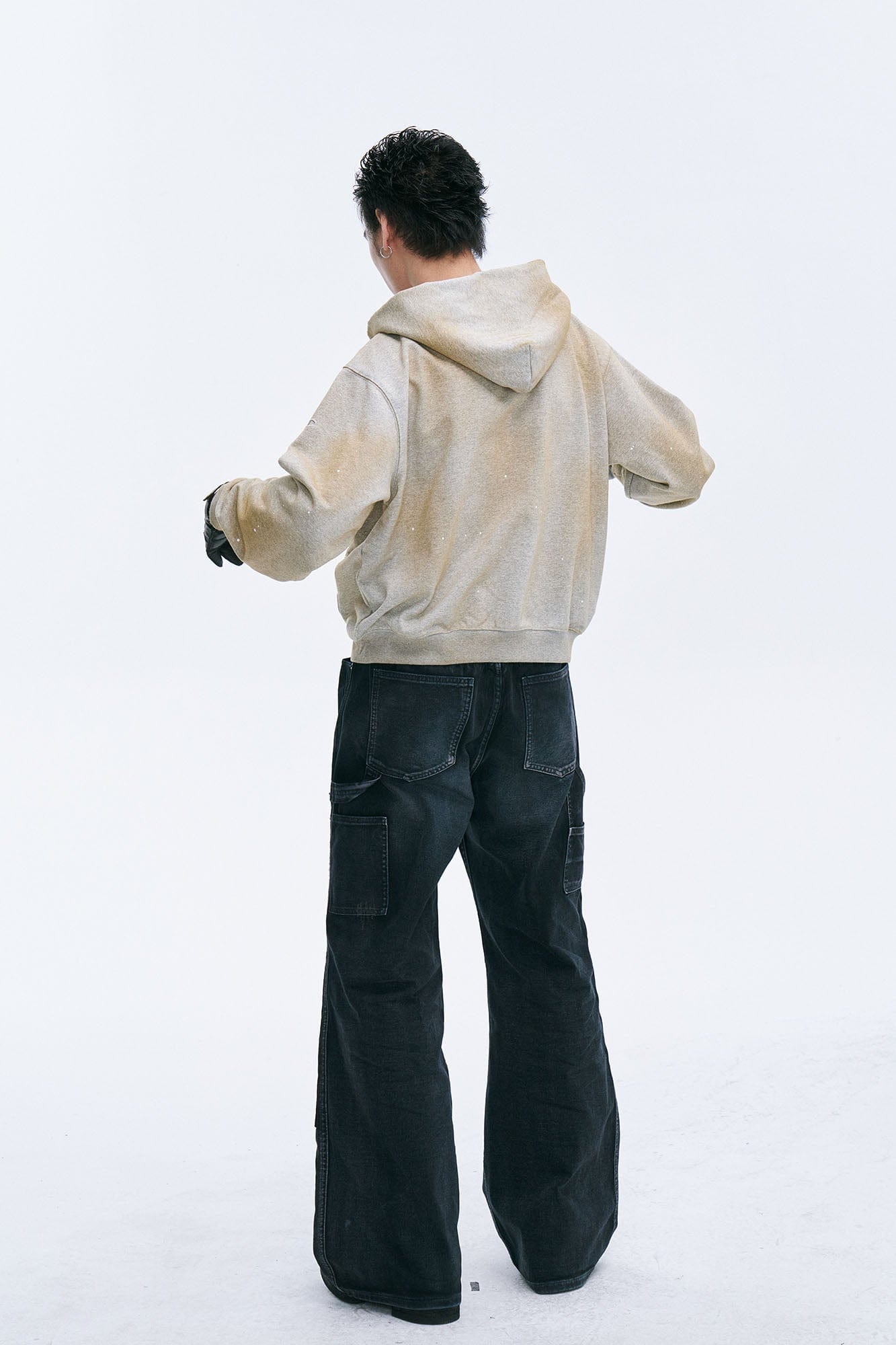 CATSSTAC Rugged Wash Zip Hoodie-Jacket-M-Gray-Free Shipping Leatheretro