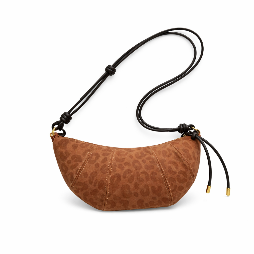 Dumpling-shaped Croissant Shoulder Bag - Texture Versatile Velvet Zipper Handbag-Shoulder Bag-Brown-Free Shipping Leatheretro
