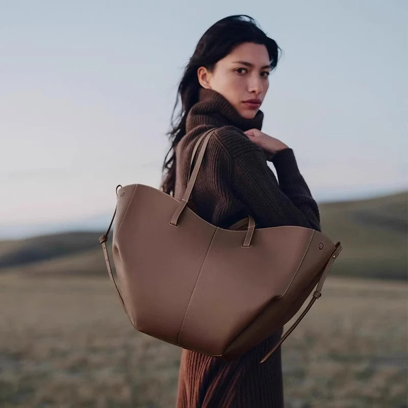 Classic Elegant Wing Tote Bag-Tote Bag-Gray-Small-Free Shipping Leatheretro