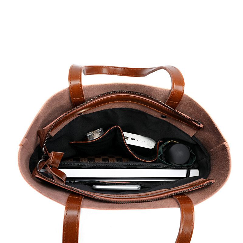 Cow Leather Ladies Shoulder Handbags Women Tote-Tote Bag-Black-Free Shipping Leatheretro