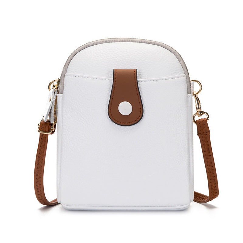 Cowhide Leather Shoulder Diagonal Bag-Clutch-White-Free Shipping Leatheretro