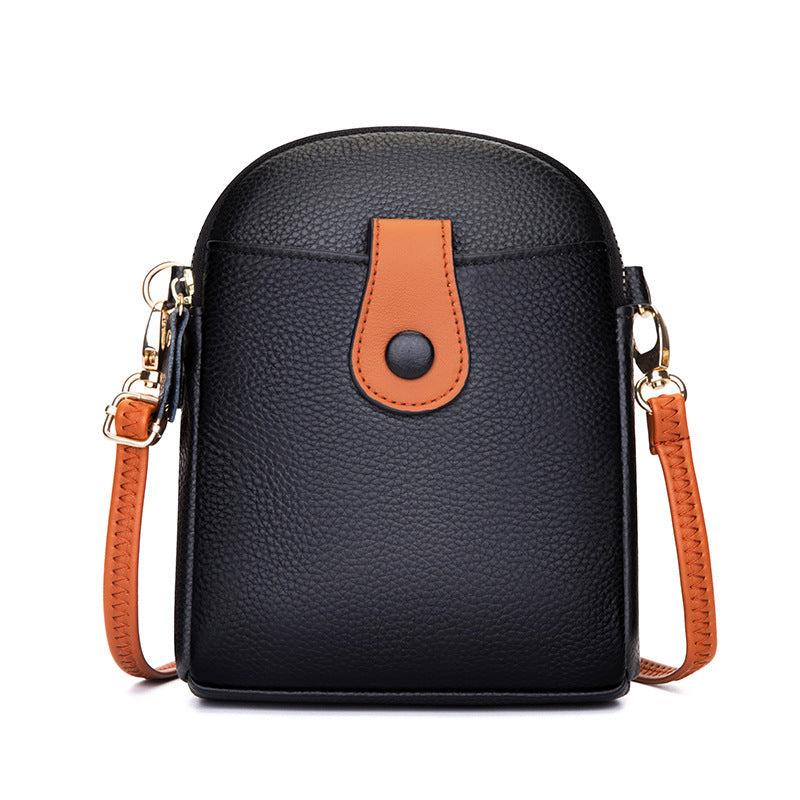 Cowhide Leather Shoulder Diagonal Bag-Clutch-Black-Free Shipping Leatheretro