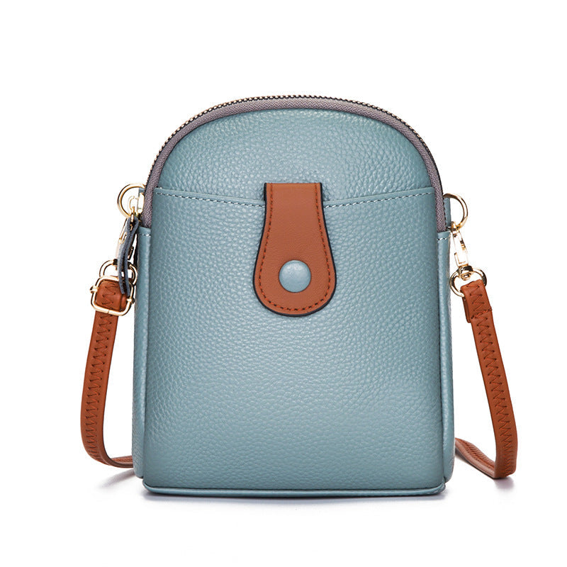 Cowhide Leather Shoulder Diagonal Bag-Clutch-Blue-Free Shipping Leatheretro