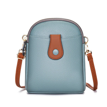 Cowhide Leather Shoulder Diagonal Bag-Clutch-Blue-Free Shipping Leatheretro