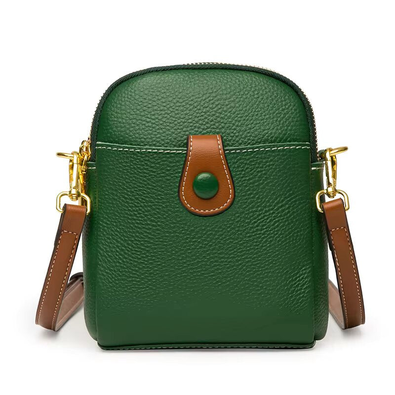 Cowhide Leather Shoulder Diagonal Bag-Clutch-Green-Free Shipping Leatheretro