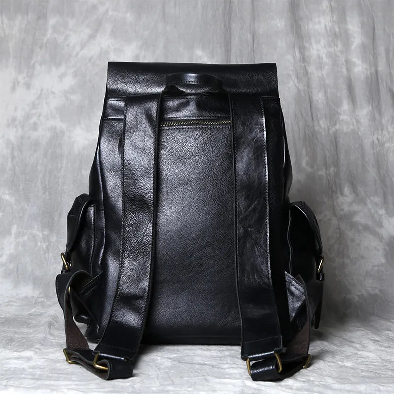 Crazy Horse Leather Men's Backpack-Backpacks-Brown-Free Shipping Leatheretro