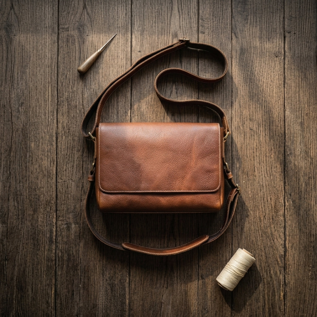 Crazy Horse Leather Messenger Bag - Men's Vintage Flap Crossbody Bags-Messenger Bag-Dark Brown-Free Shipping Leatheretro
