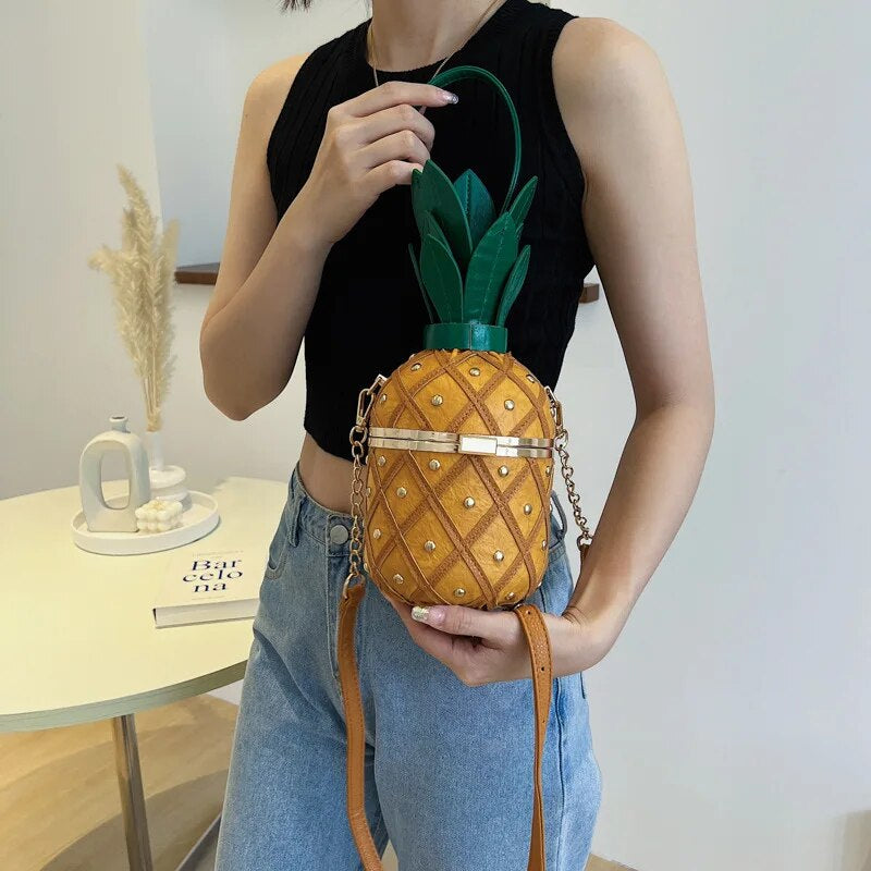 Cute Pineapple Design Shoulder Bag-Handbags-Yellow-Free Shipping Leatheretro
