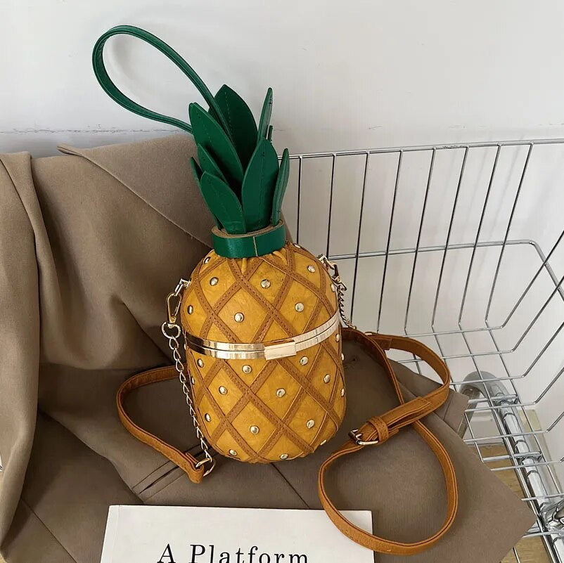 Cute Pineapple Design Shoulder Bag-Handbags-Yellow-Free Shipping Leatheretro