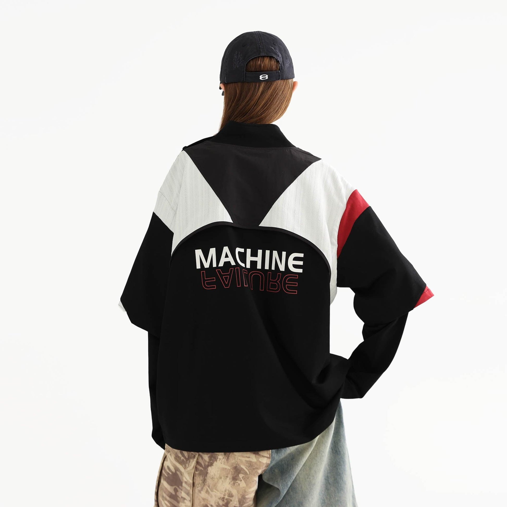 ERROR CODE ROBOT Button-Seam Contrast Detachable-Sleeve Tee-L/S Tee-S-Free Shipping Leatheretro