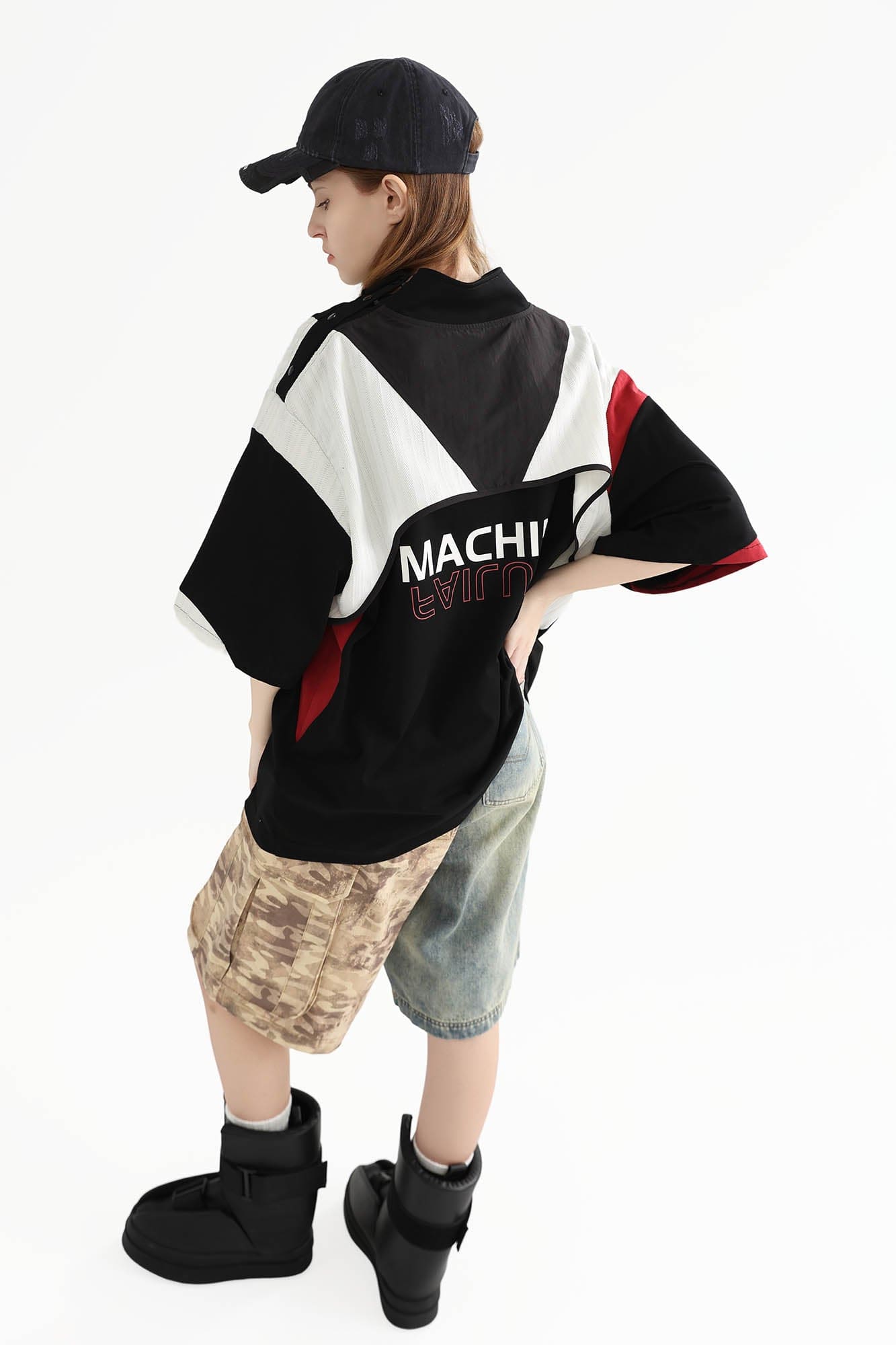 ERROR CODE ROBOT Button-Seam Contrast Detachable-Sleeve Tee-L/S Tee-S-Free Shipping Leatheretro