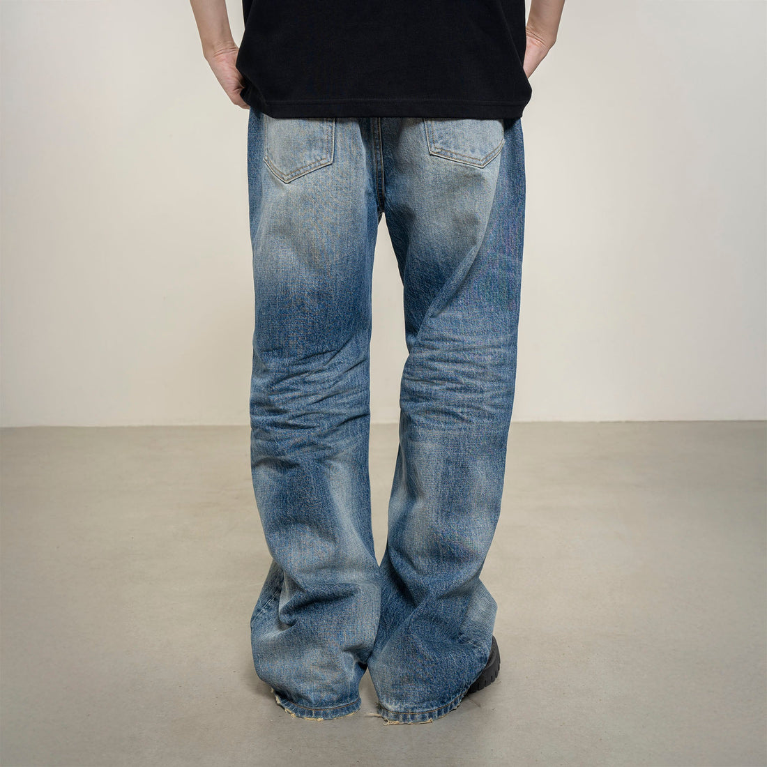 MAKEMORE Retro Washed Frayed Edge Jeans-Jeans-S-Free Shipping Leatheretro