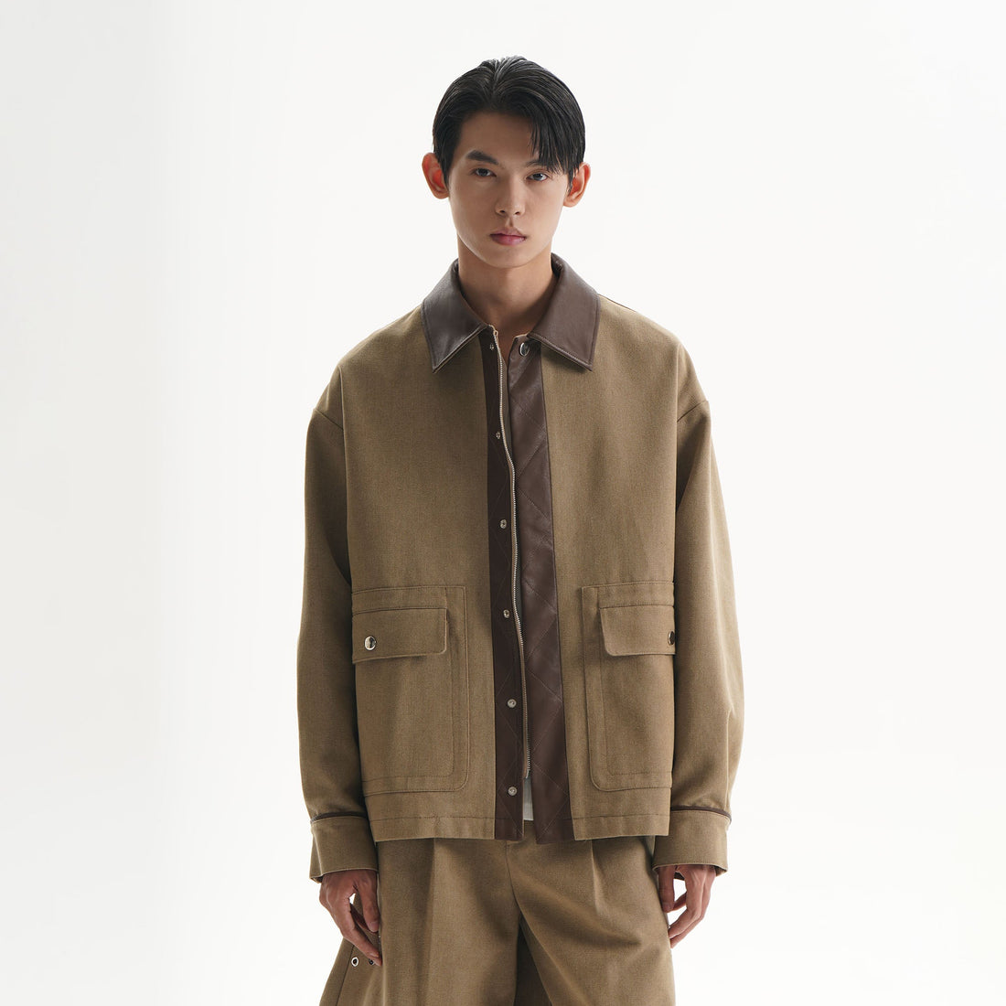 ORAL UTOPIA PU Panel Utility Jacket-Jacket-M-Free Shipping Leatheretro