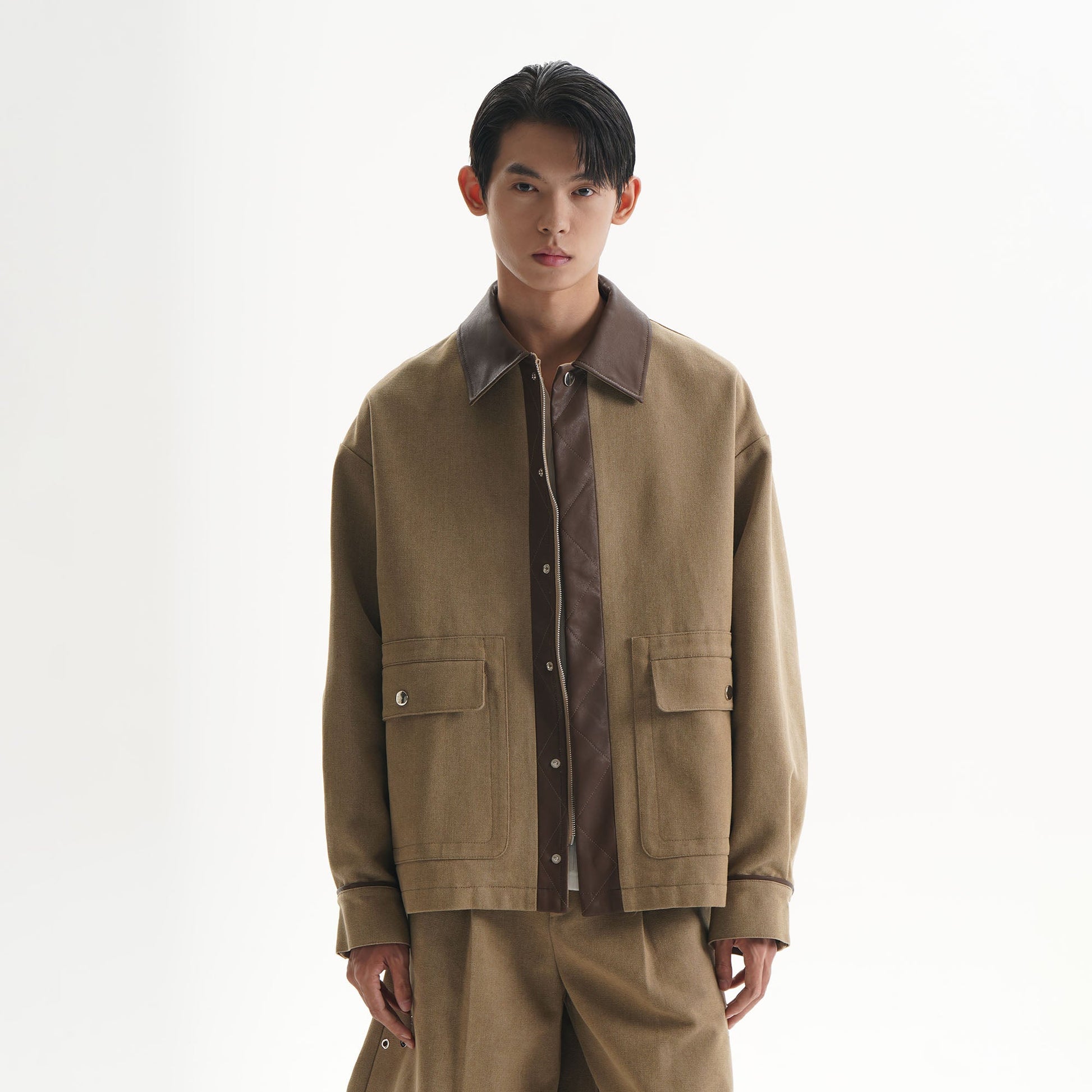 ORAL UTOPIA PU Panel Utility Jacket-Jacket-M-Free Shipping Leatheretro