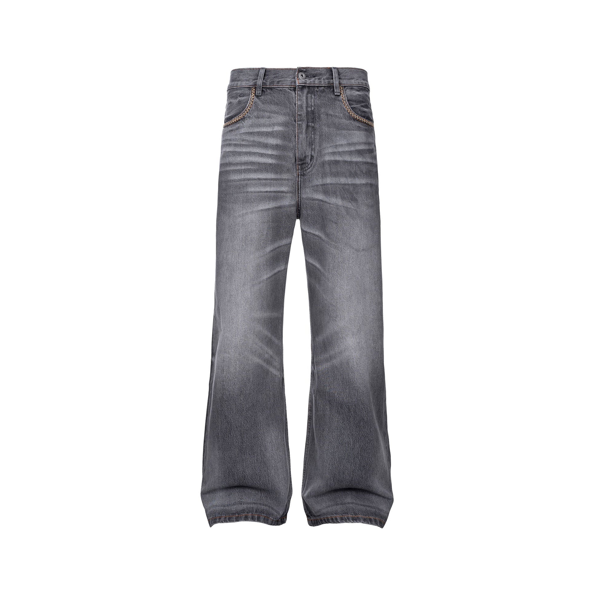 CATSSTAC Classic Whiskering Washed Jeans-Jeans-M-Gray-Free Shipping Leatheretro