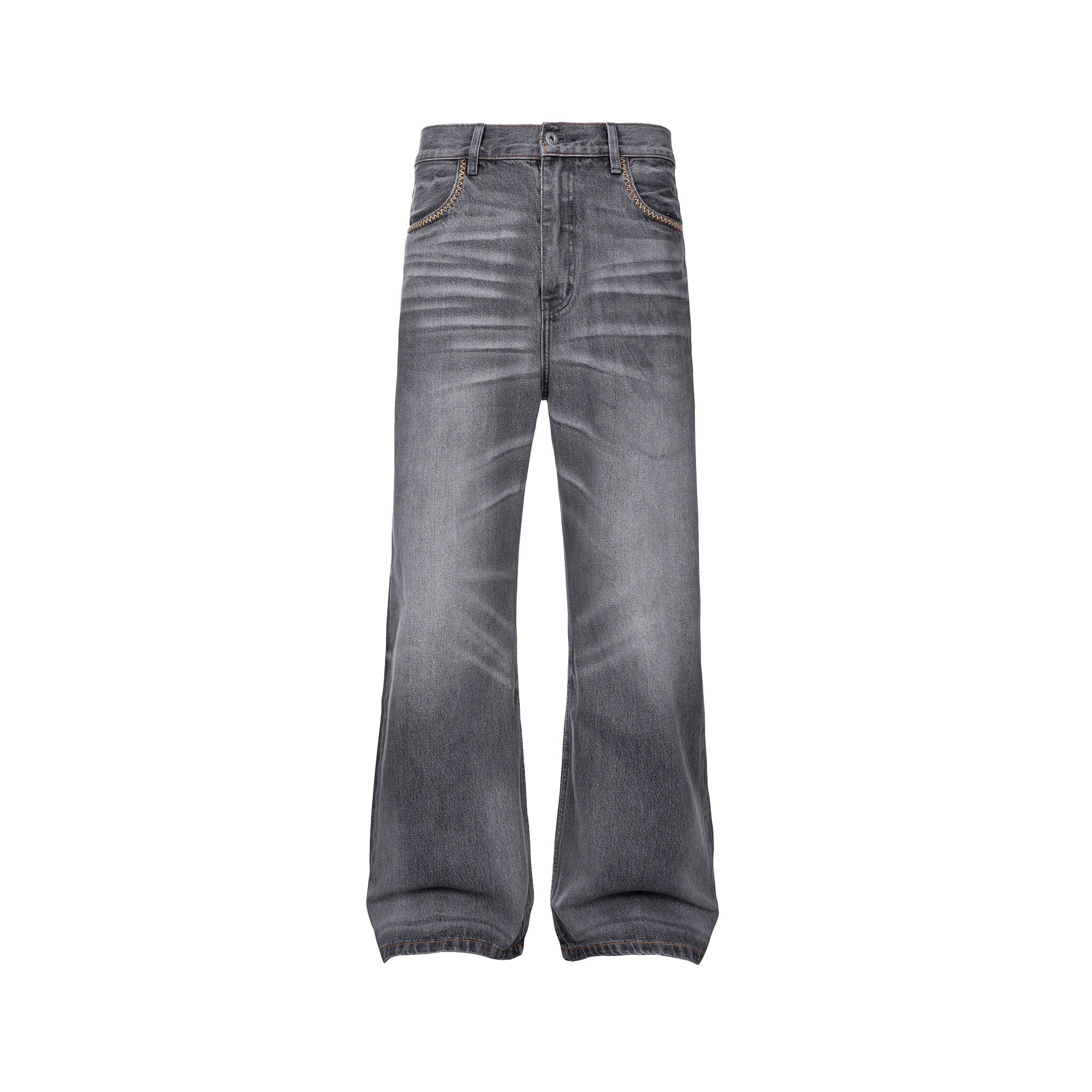 CATSSTAC Classic Whiskering Washed Jeans-Jeans-M-Gray-Free Shipping Leatheretro