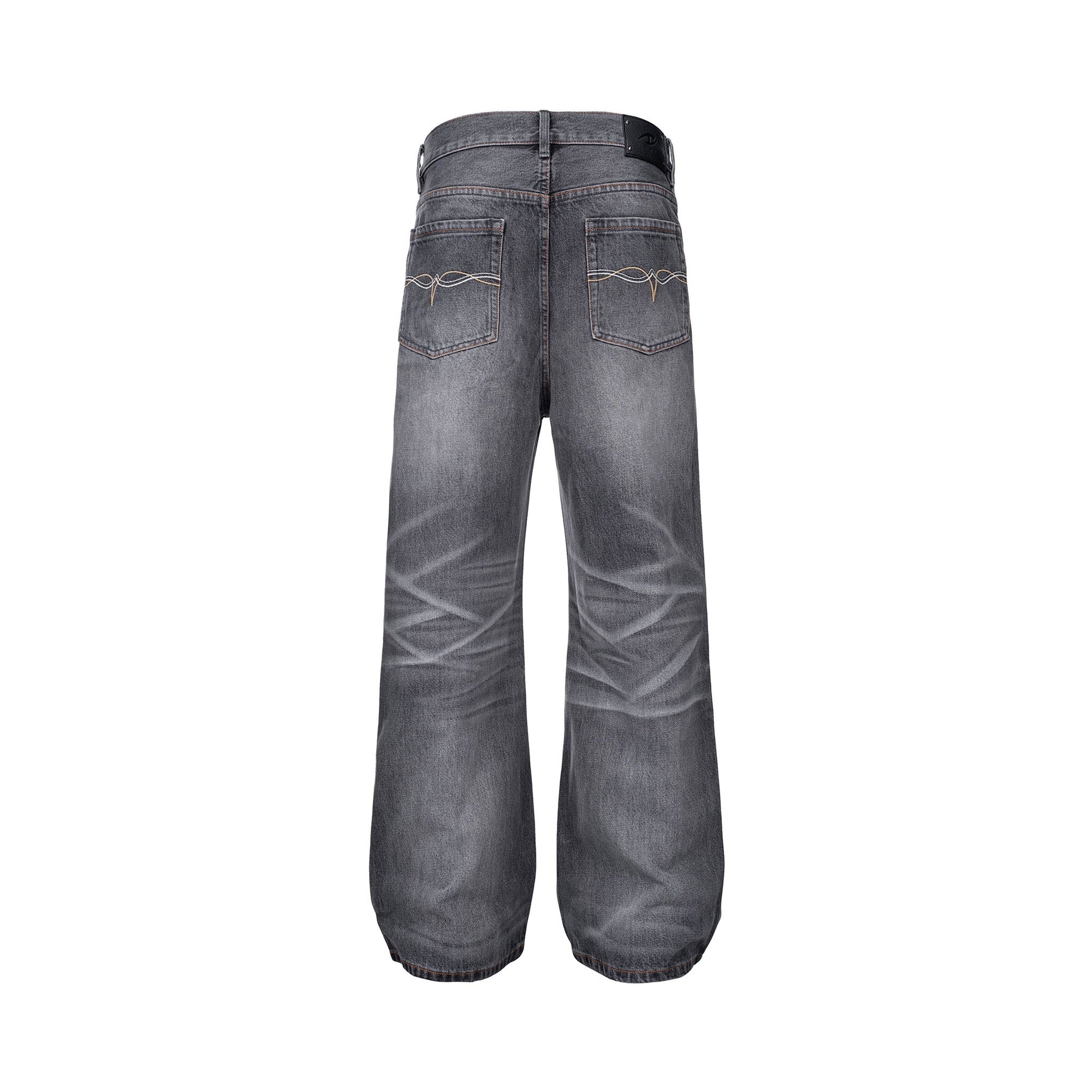 CATSSTAC Classic Whiskering Washed Jeans-Jeans-M-Gray-Free Shipping Leatheretro