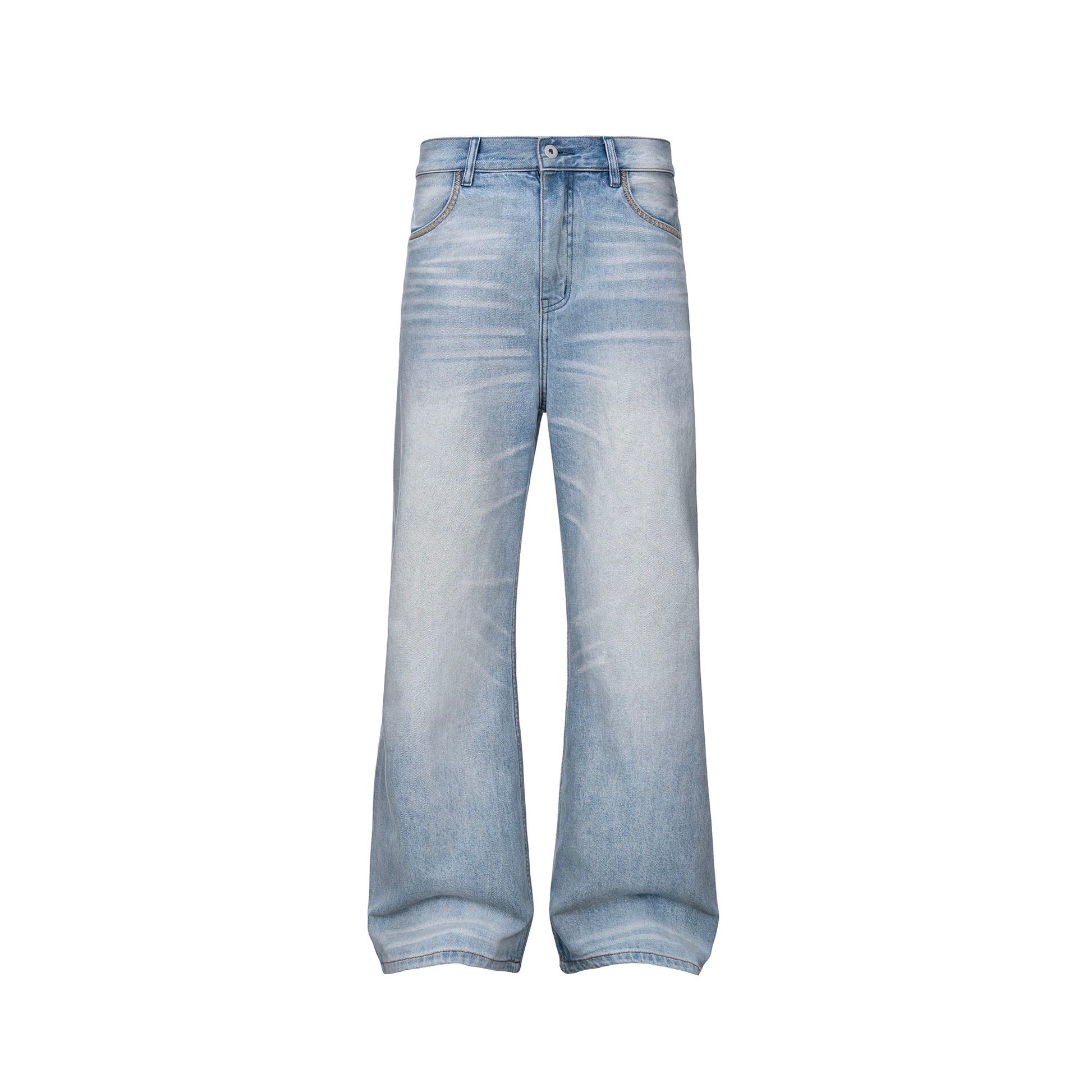 CATSSTAC Classic Whiskering Washed Jeans-Jeans-M-Blue-Free Shipping Leatheretro