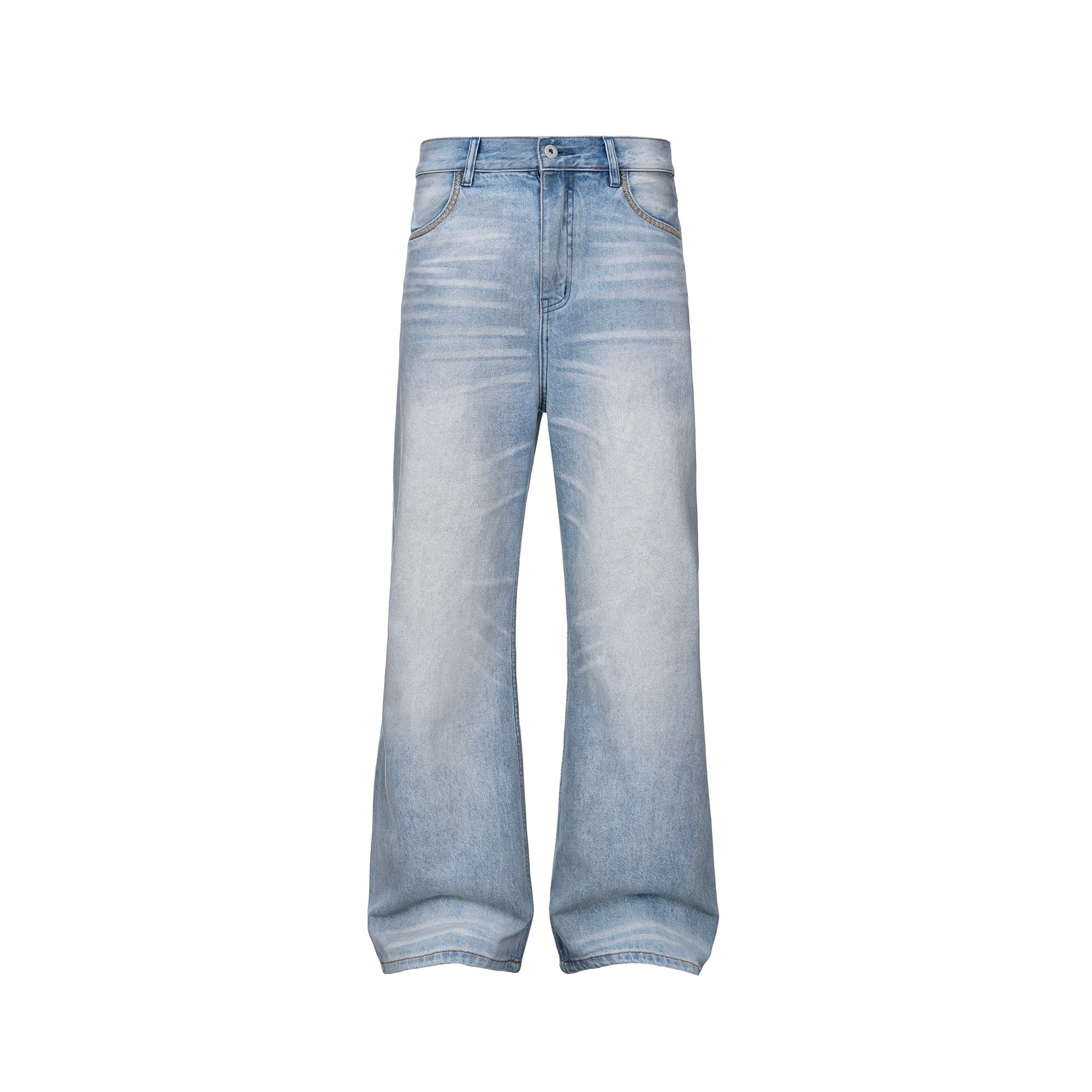 CATSSTAC Classic Whiskering Washed Jeans-Jeans-M-Blue-Free Shipping Leatheretro