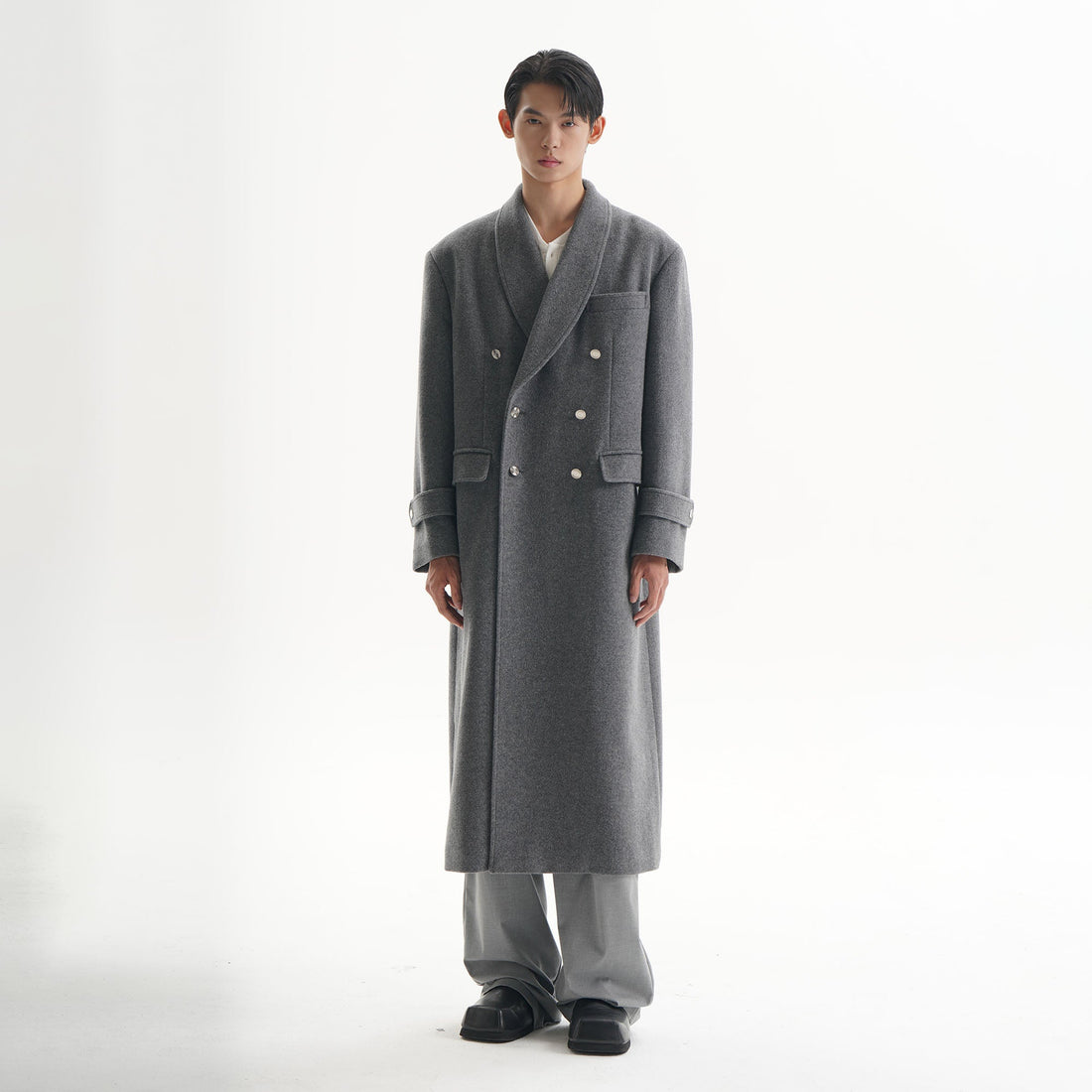 ORAL UTOPIA Wool Blended Double-Breasted Long Coat-Jacket-S-Khaiki-Free Shipping Leatheretro