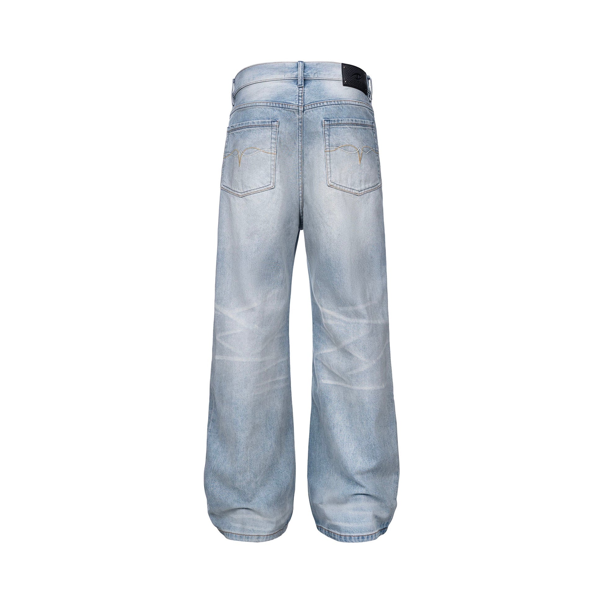 CATSSTAC Classic Whiskering Washed Jeans-Jeans-M-Gray-Free Shipping Leatheretro